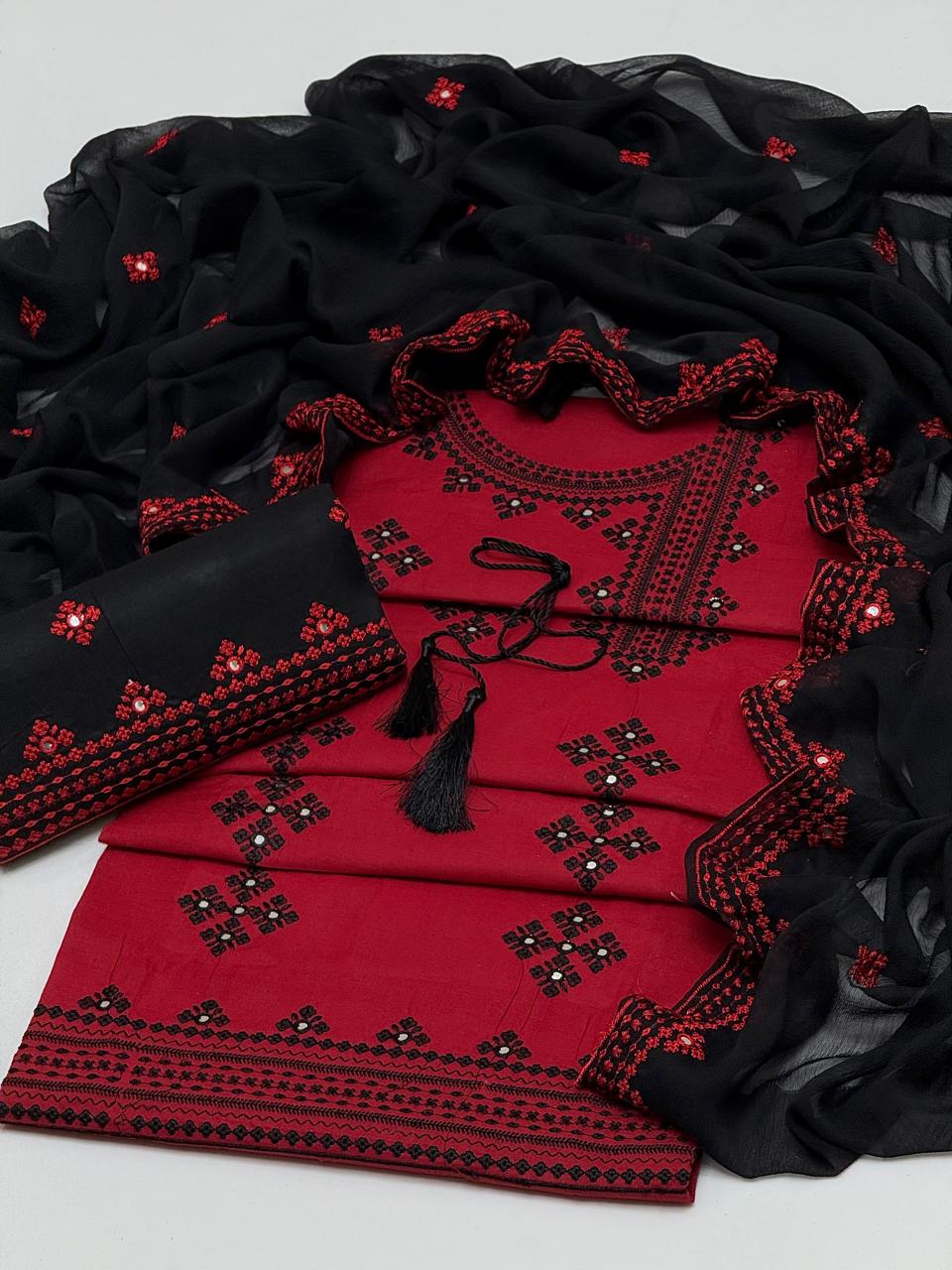 Angharkha style CROSS STITCH EMBROIDERY 3pc suit