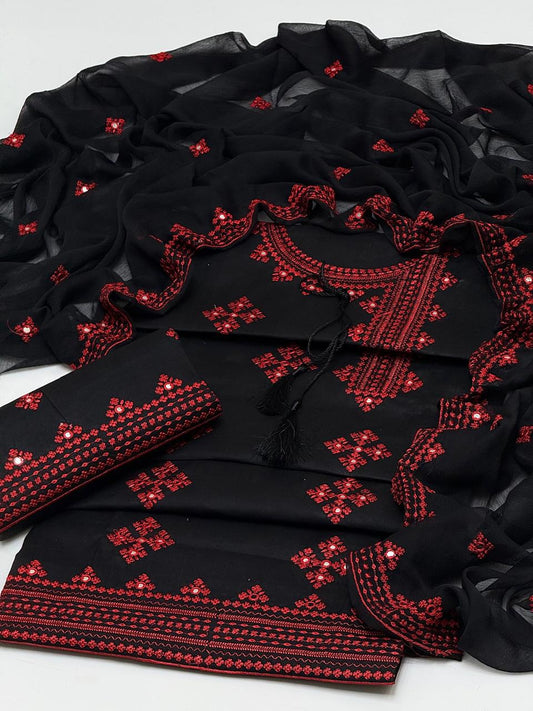 Angharkha style CROSS STITCH EMBROIDERY 3pc suit