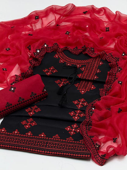 Angharkha style CROSS STITCH EMBROIDERY 3pc suit