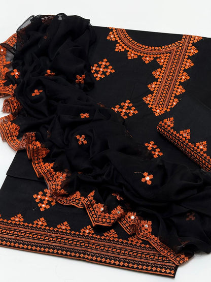 Angharkha style CROSS STITCH EMBROIDERY 3pc suit